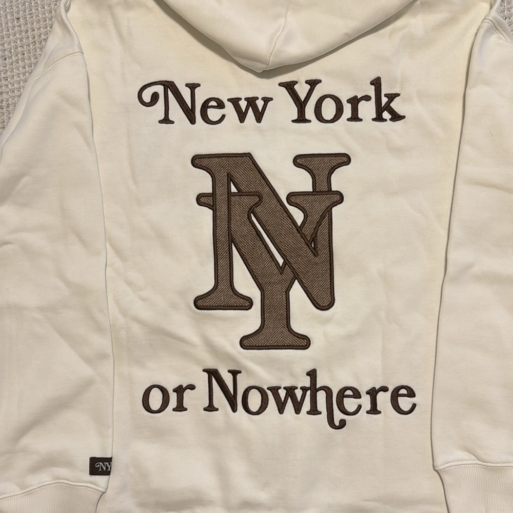 New York or Nowhere Cream Brown Zip-Up Hoodie - Picture 4 of 5